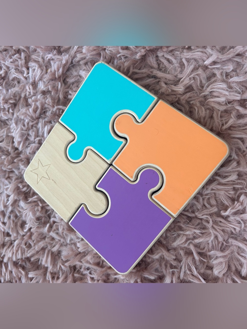 Lovevery Wooden Puzzle Playset - Aqua, Orange, Purple, Natural